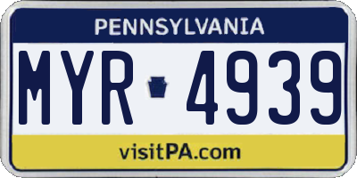 PA license plate MYR4939