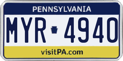 PA license plate MYR4940