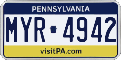 PA license plate MYR4942