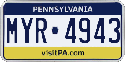 PA license plate MYR4943