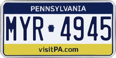 PA license plate MYR4945