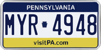 PA license plate MYR4948