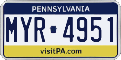 PA license plate MYR4951