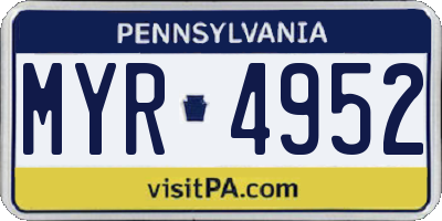 PA license plate MYR4952