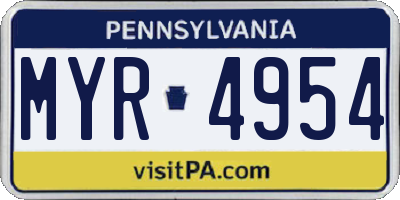 PA license plate MYR4954