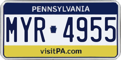 PA license plate MYR4955