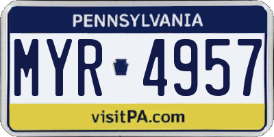 PA license plate MYR4957