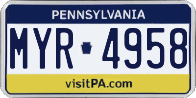 PA license plate MYR4958