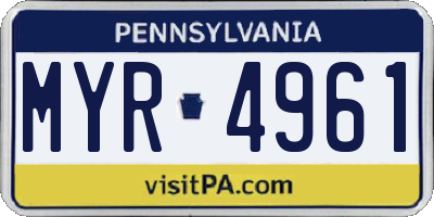 PA license plate MYR4961