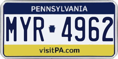 PA license plate MYR4962