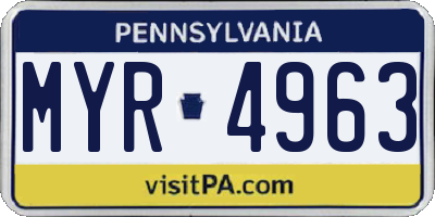 PA license plate MYR4963