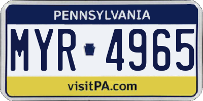 PA license plate MYR4965