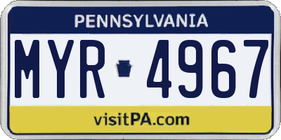 PA license plate MYR4967
