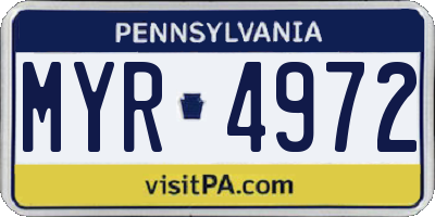 PA license plate MYR4972