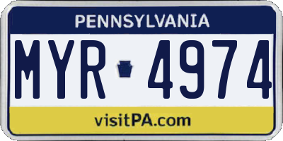 PA license plate MYR4974