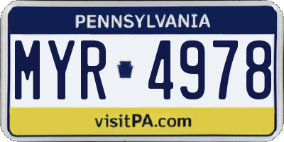PA license plate MYR4978