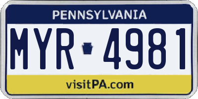 PA license plate MYR4981