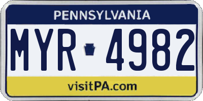 PA license plate MYR4982