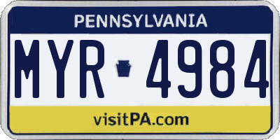 PA license plate MYR4984