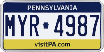 PA license plate MYR4987