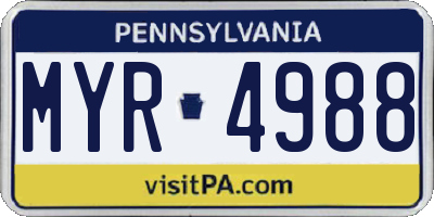 PA license plate MYR4988
