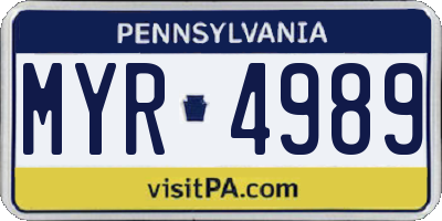 PA license plate MYR4989