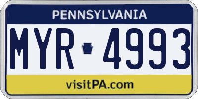 PA license plate MYR4993