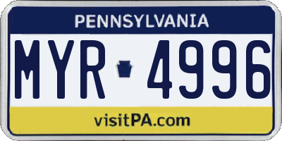 PA license plate MYR4996