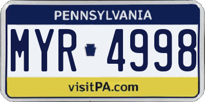 PA license plate MYR4998