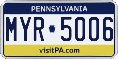 PA license plate MYR5006