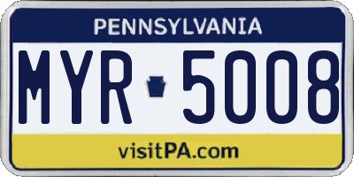 PA license plate MYR5008