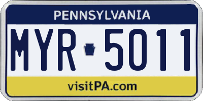 PA license plate MYR5011