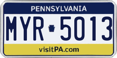 PA license plate MYR5013