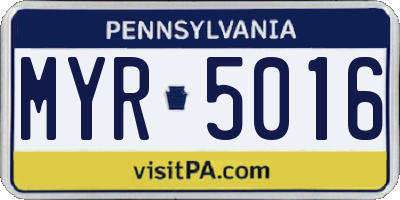 PA license plate MYR5016