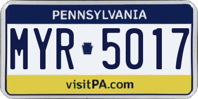 PA license plate MYR5017