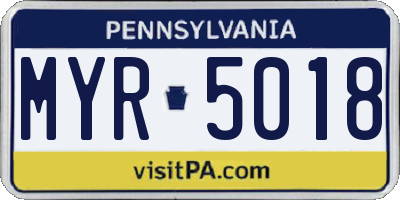 PA license plate MYR5018