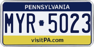 PA license plate MYR5023