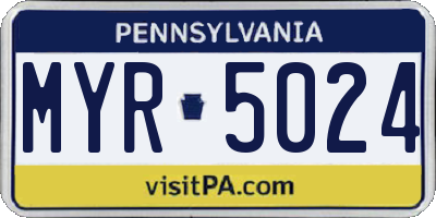 PA license plate MYR5024