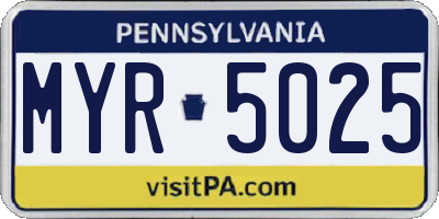 PA license plate MYR5025