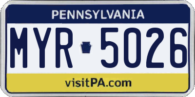 PA license plate MYR5026