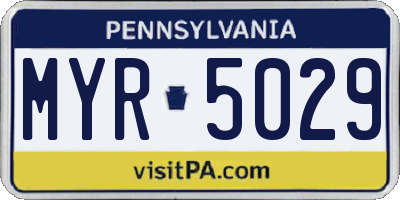 PA license plate MYR5029