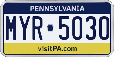 PA license plate MYR5030