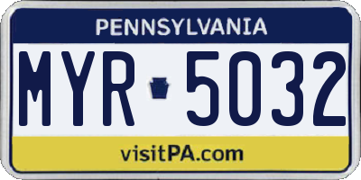 PA license plate MYR5032