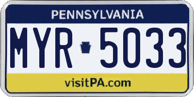 PA license plate MYR5033