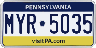 PA license plate MYR5035