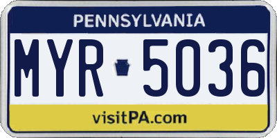 PA license plate MYR5036