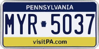 PA license plate MYR5037