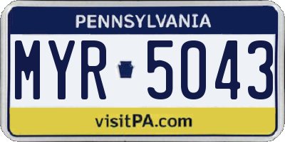 PA license plate MYR5043