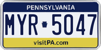 PA license plate MYR5047