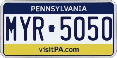 PA license plate MYR5050